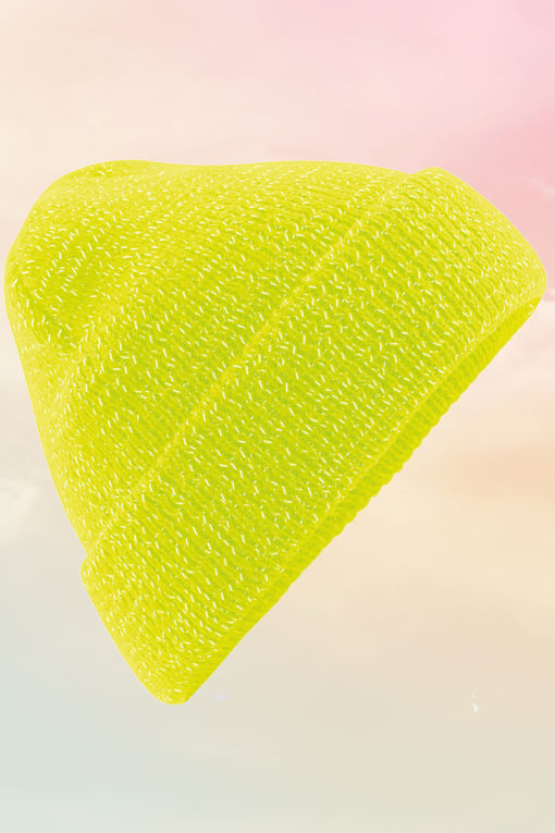 Reflective Fluorescent Yellow Beanie Hat