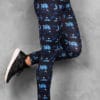 Womens Abstract Blue Funky Gym Leggings
