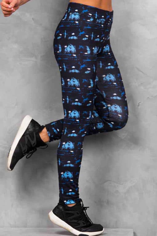Womens Abstract Blue Funky Gym Leggings