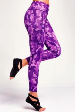 Women's Camo Purple Funky Gym Leggings Side