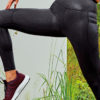 Womens Embossed Black Hourglass Leggings Model