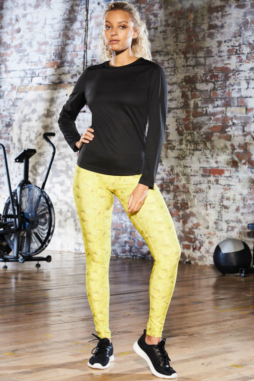 Womens Kaleidoscope Lime Funky Gym Leggings-Outfit