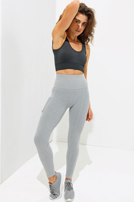 Womens Knitted Heather Grey ActiveLife Leggings Front