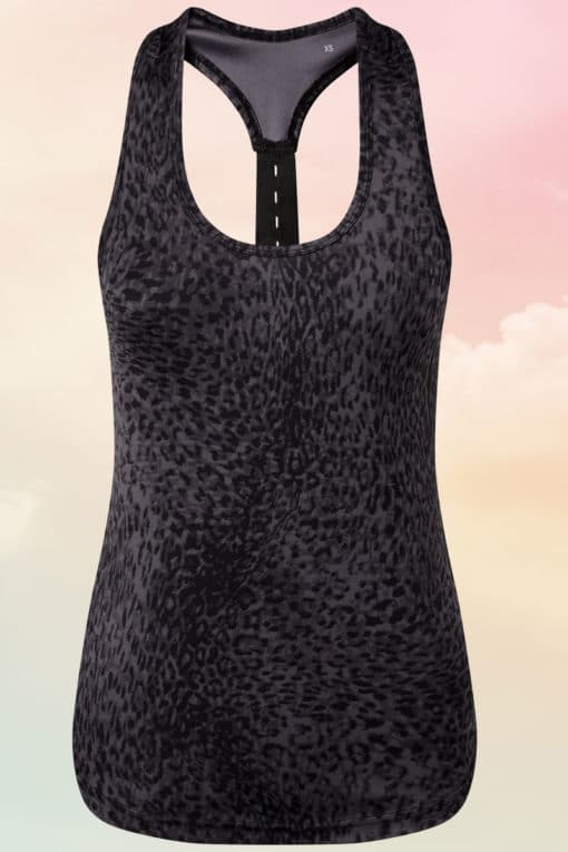 Women's Performance Black Leopard Printed Vest