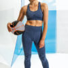 Womens Seamless 3D Fit Multi-Sport Indigo Denim-Look Leggings Model