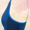 Women's Seamless Panelled Bright Blue Navy Crop Top Side