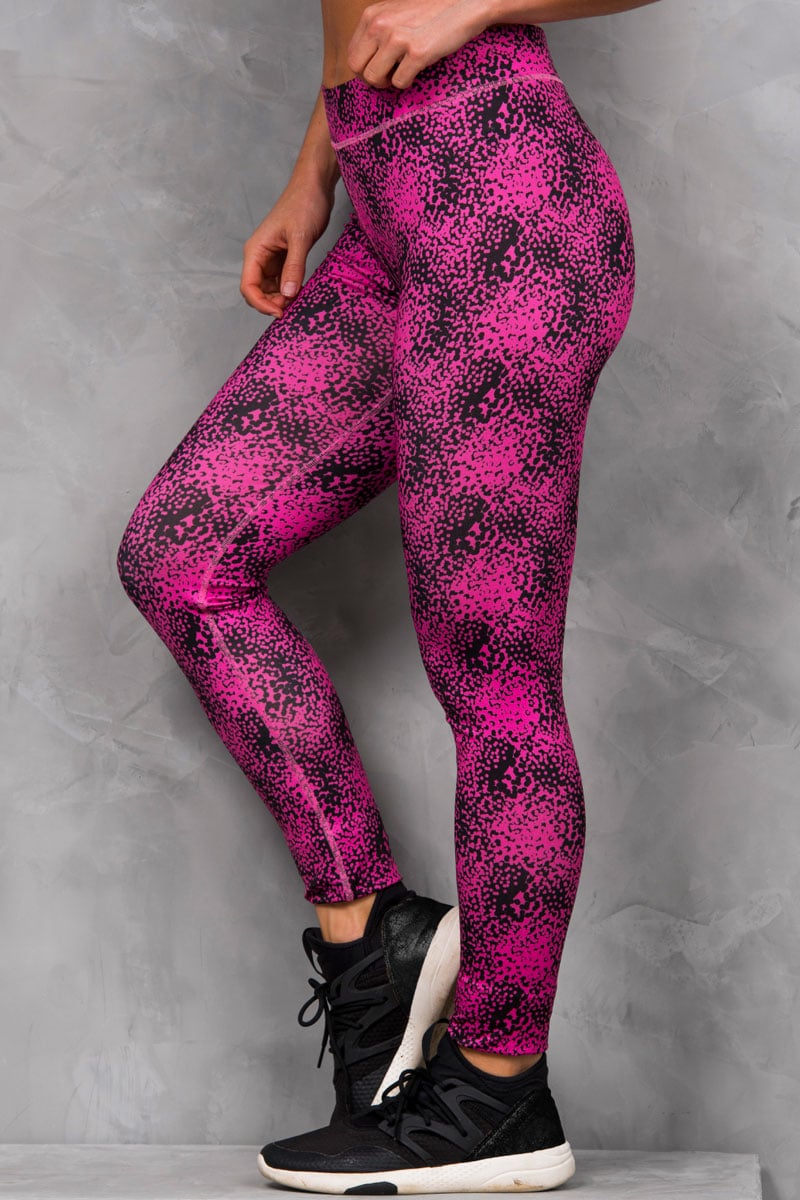 Women's Speckled Pink Funky Gym Leggings